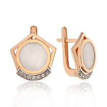 обзорное фото Золотые серьги с перламутром Дженна 033822 Золотые серьги обзорное фото Золотые серьги с перламутром Дженна 033822  Золотые серьги