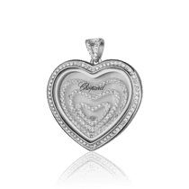обзорное фото Серебряный кулон Сердца с фианитами в стиле Chopard 027680  Серебряные подвески со вставками