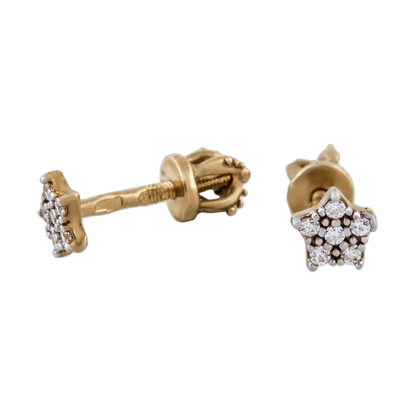 Детские золотые серьги Звёздочки с цирконием 80304 детальное изображение ювелирного изделия Серьги с камнями Детские золотые серьги Звёздочки с цирконием 80304 детальное изображение ювелирного изделия Серьги с камнями