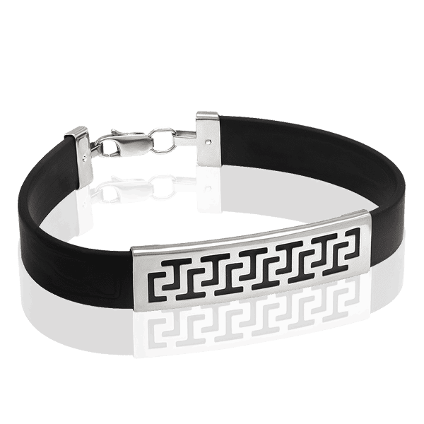 Каучуковый браслет с серебряной накладкой и застежкой 034799 детальное изображение ювелирного изделия Серебряные браслеты Каучуковый браслет с серебряной накладкой и застежкой 034799 детальное изображение ювелирного изделия Серебряные браслеты