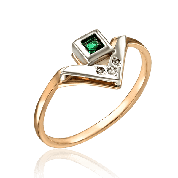 Золотое кольцо в минималистическом дизайне с изумрудом и бриллиантами 033871 детальное изображение ювелирного изделия Золотые кольца Золотое кольцо в минималистическом дизайне с изумрудом и бриллиантами 033871 детальное изображение ювелирного изделия Золотые кольца