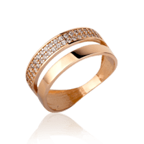 обзорное фото Золотое кольцо с фианитами 030390  Золотые кольца с фианитом
