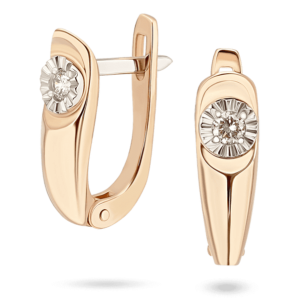 Красиві сережки з діамантом в лаконічному дизайні 036783 детальне зображення ювелірного виробу Красиві сережки з діамантом в лаконічному дизайні 036783 детальне зображення ювелірного виробу