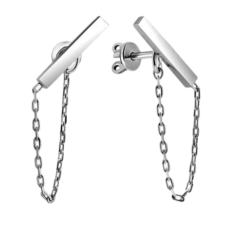 Серебряные серьги-гвоздики с цепочками 037727 детальное изображение ювелирного изделия Серебряные серьги без вставок Серебряные серьги-гвоздики с цепочками 037727 детальное изображение ювелирного изделия Серебряные серьги без вставок