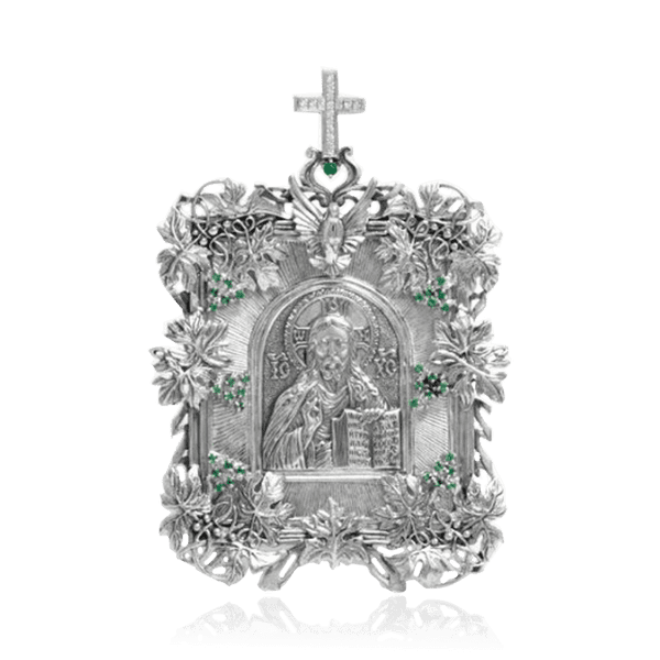 Срібна ікона Спас Нерукотворний з виноградною лозою 035972 детальне зображення ювелірного виробу Срібна ікона Спас Нерукотворний з виноградною лозою 035972 детальне зображення ювелірного виробу