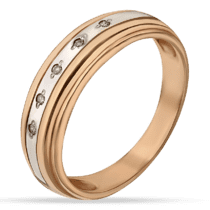 обзорное фото Обручальное кольцо с бриллиантами из красного и белого золота 034649  Золотые кольца