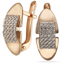 обзорное фото Серьги с фианитами в золоте английский замок 033623  Золотые серьги с фианитом