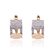 обзорное фото Золотые серьги с фианитом 028382  Золотые серьги с фианитом