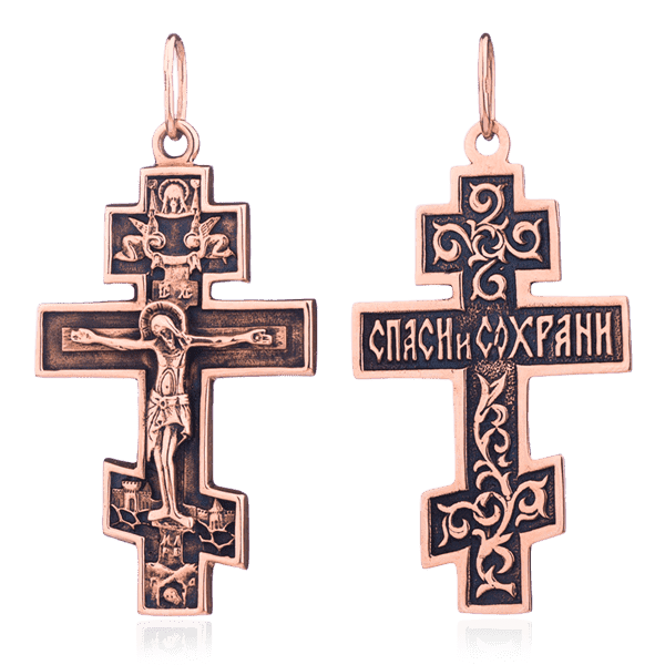 Православный крест с покрытием чернение 024630 детальное изображение ювелирного изделия Золотые крестики православные