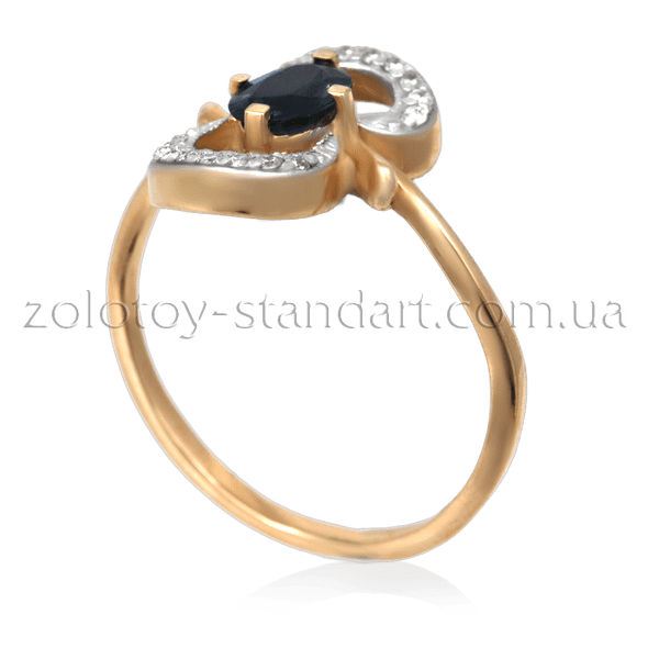 Золотое кольцо с сапфиром и бриллиантами  Золотое кольцо с сапфиром и бриллиантами