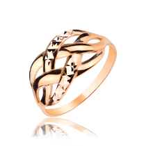 обзорное фото Золотое кольцо с алмазной гранью 029513  Золотые кольца без вставок