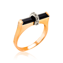 обзорное фото Золотое кольцо с агатом и фианитами 033909  Золотые кольца с агатом