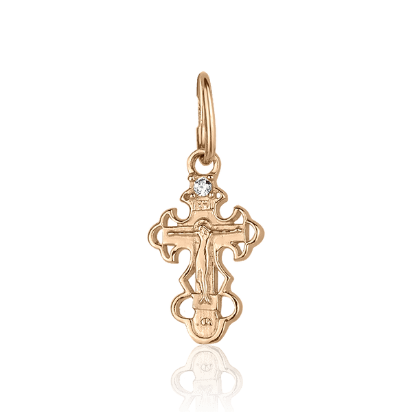 Крестик в красном золоте с фианитом 027641 детальное изображение ювелирного изделия Золотые крестики Крестик в красном золоте с фианитом 027641 детальное изображение ювелирного изделия Золотые крестики