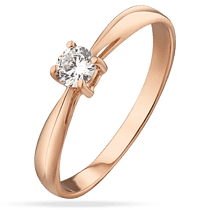 обзорное фото Золотое кольцо помолвочное с фианитом 036238  Золотые кольца
