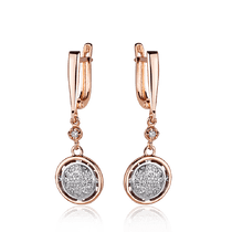 оглядове фото Золоті сережки підвіски з діамантами Сніжинка 036556