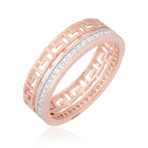 обзорное фото Серебряное кольцо с фианитами 024923  Кольца с позолотой