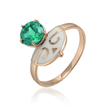 обзорное фото Золотое кольцо с кварцем и эмалью 028576  Золотые кольца с кварцем