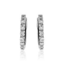 обзорное фото Сережки конго из белого золота бриллиантовая дорожка 036681  Золотые серьги