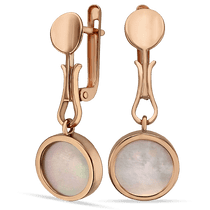 обзорное фото Золотые серьги с перламутром Минимализм 038797 Золотые серьги с перламутром обзорное фото Золотые серьги с перламутром Минимализм 038797  Золотые серьги с перламутром