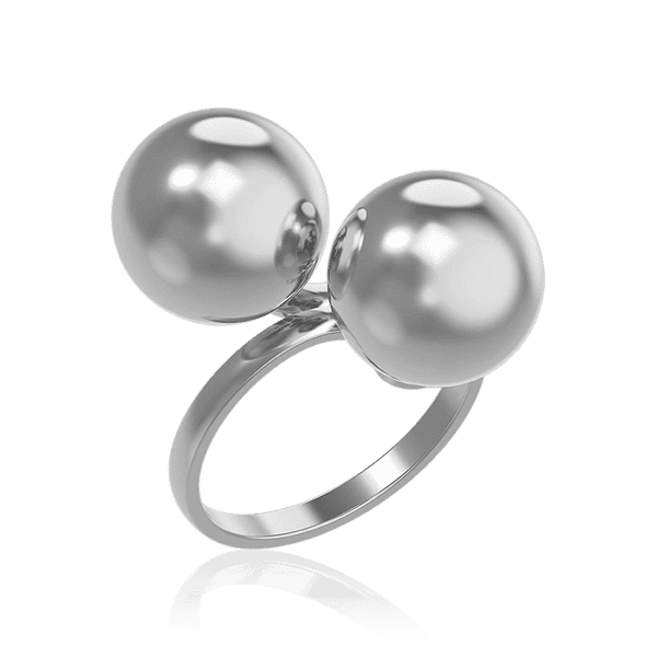 Серебряное кольцо с двумя шариками в стиле Диор 034296 детальное изображение ювелирного изделия Серебряные кольца Серебряное кольцо с двумя шариками в стиле Диор 034296 детальное изображение ювелирного изделия Серебряные кольца