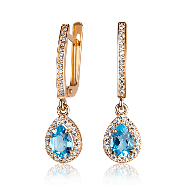 Золотые серьги-подвески в виде капли с топазом и фианитами 037451 детальное изображение ювелирного изделия Золотые серьги с топазом Золотые серьги-подвески в виде капли с топазом и фианитами 037451 детальное изображение ювелирного изделия Золотые серьги с топазом