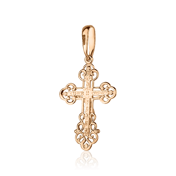 Крестик из красного золота Спаси и Сохрани фото Крестик из красного золота Спаси и Сохрани фото