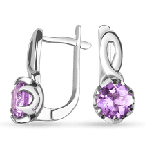 обзорное фото Серьги серебряные с аметистом Кинодива 026746 Серебряные серьги с камнями обзорное фото Серьги серебряные с аметистом Кинодива 026746  Серебряные серьги с камнями