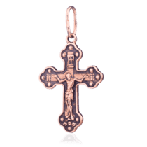 обзорное фото Золотой православный крест с чернением 024646  Золотые крестики православные