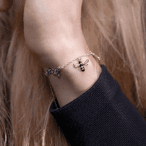 обзорное фото Серебряный браслет Пчела и Соты 031327 Серебряные браслеты обзорное фото Серебряный браслет Пчела и Соты 031327  Серебряные браслеты