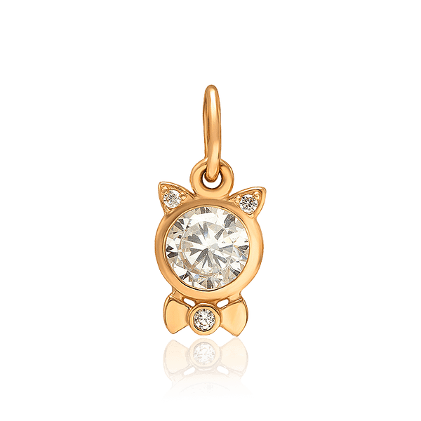 Золотой кулон детский в виде Котика с фианитом 033931 детальное изображение ювелирного изделия Золотые подвески Золотой кулон детский в виде Котика с фианитом 033931 детальное изображение ювелирного изделия Золотые подвески