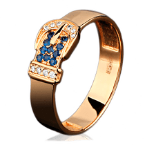 обзорное фото Кольцо Ремень из красного золота с сапфирами и бриллиантами  1113 Золотые кольца с сапфиром обзорное фото Кольцо Ремень из красного золота с сапфирами и бриллиантами  1113  Золотые кольца с сапфиром