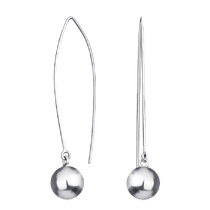 обзорное фото Серебряные серьги петельки с шариком 031185  Серебряные серьги без вставок