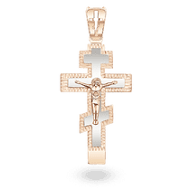 обзорное фото Золотой крестик с Распятием 029575 Золотые крестики православные обзорное фото Золотой крестик с Распятием 029575  Золотые крестики православные