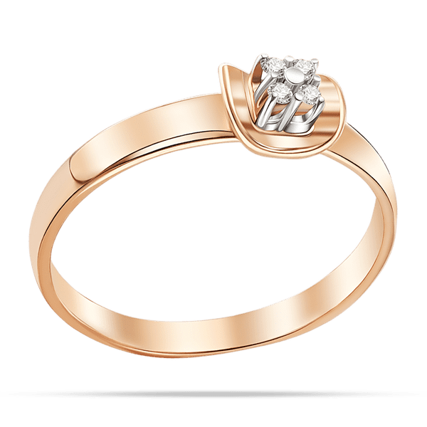 Золота каблучка з діамантами на припіднятій оправі  Золота каблучка з діамантами на припіднятій оправі