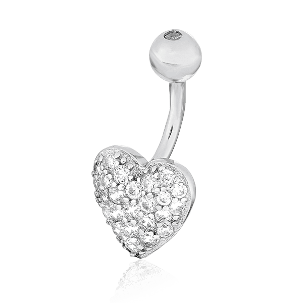 Серебряный пирсинг Сердце с фианитами 025053 детальное изображение ювелирного изделия Серебряные серьги для пирсинга