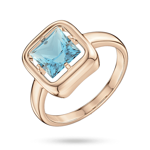 Изысканное кольцо в красном золоте 585 пробы с топазом огранки принцесса 041335 детальное изображение ювелирного изделия Золотые кольца с топазом Изысканное кольцо в красном золоте 585 пробы с топазом огранки принцесса 041335 детальное изображение ювелирного изделия Золотые кольца с топазом