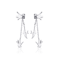 обзорное фото Серебряные серьги трансформеры Ласточки 031167  Серебряные серьги без вставок