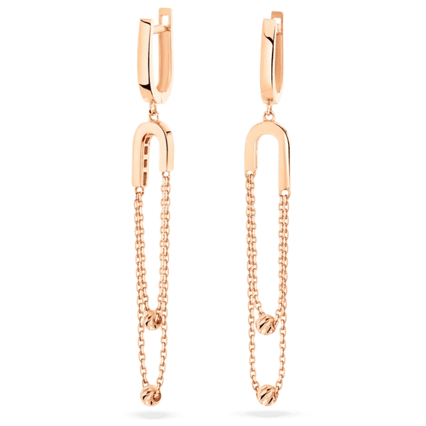 Серьги с цепочками и ажурными шариками в красном золоте 039120 детальное изображение ювелирного изделия Золотые серьги без вставок Серьги с цепочками и ажурными шариками в красном золоте 039120 детальное изображение ювелирного изделия Золотые серьги без вставок