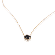 обзорное фото Колье из желтого золота Клевер с ониксом 035338 Золотые цепочки обзорное фото Колье из желтого золота Клевер с ониксом 035338  Золотые цепочки