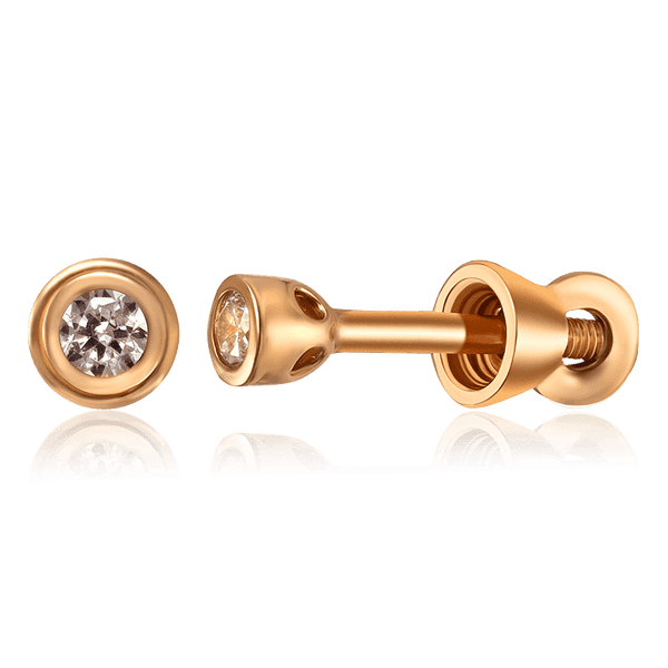 Серьги гвоздики золотые с фианитом 035478 детальное изображение ювелирного изделия Золотые серьги