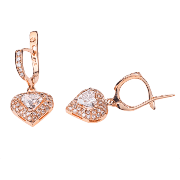 Золотые сережки с бриллиантами Сердечки E-055x детальное изображение ювелирного изделия Золотые серьги с бриллиантами Золотые сережки с бриллиантами Сердечки E-055x детальное изображение ювелирного изделия Золотые серьги с бриллиантами