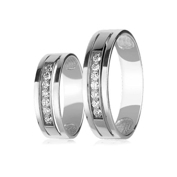 обручальное кольцо из белого золота с бриллиатами