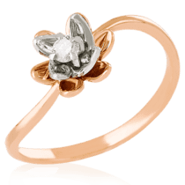 обзорное фото Золотое кольцо с бриллиантом 023795  Золотые кольца с бриллиантами