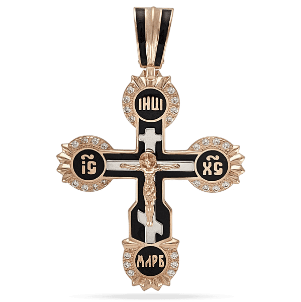 Золотой крест с черной эмалью и фианитом Спаси и Сохрани 039001 детальное изображение ювелирного изделия Золотые крестики православные Золотой крест с черной эмалью и фианитом Спаси и Сохрани 039001 детальное изображение ювелирного изделия Золотые крестики православные