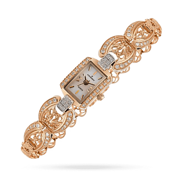 Женские золотые часы з ажурным золотым браслетом 036184 детальное изображение ювелирного изделия Женские золотые часы