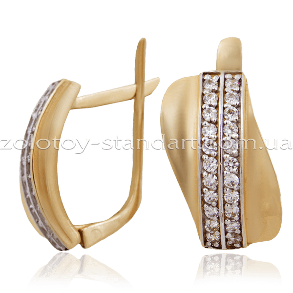 Золотые серьги 2929 детальное изображение ювелирного изделия Золотые серьги с фианитом Золотые серьги 2929 детальное изображение ювелирного изделия Золотые серьги с фианитом