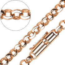 обзорное фото Цепочка из красного золота 585 Бельцер (Ролло) 031973  Полновесные золотые цепочки