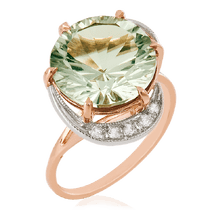 обзорное фото Золотое кольцо с зеленым аметистом 023906 Золотые кольца с аметистом обзорное фото Золотое кольцо с зеленым аметистом 023906  Золотые кольца с аметистом