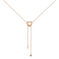 обзорное фото Золотое колье с регулируемым размером Сердце с вырезом с подвесками в виде шарика и монетки 040733  Золотое колье без камней