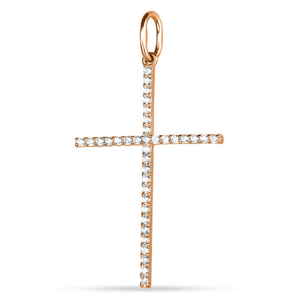 Золотий довгий хрест з фіанітами 038268 детальне зображення ювелірного виробу Золотий довгий хрест з фіанітами 038268 детальне зображення ювелірного виробу